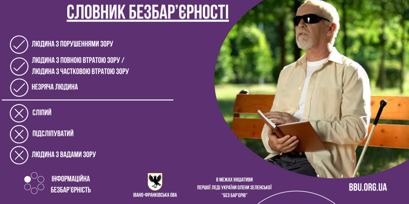 Словник безбар'єрності: Людина з порушеннями зору