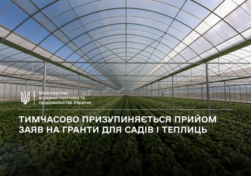Тимчасово призупиняється прийом заяв на гранти для садів і теплиць